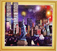 Алмазная мозаика 40*50 7D Праздник над Нью-Йорком (холст на подрамнике, круглые стразы, стилус)