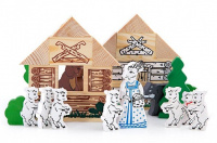Конструктор томик Сказки Волк и 7 козлят деревянный 28 деталей