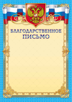 Благодарственное письмо символика 157гр рамка голубая 295
