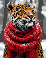 Картина по номерам Дальний Восток 40*50 Леопард в шарфе 24 цв