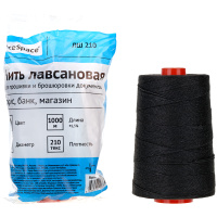 Нить прошивная черная лавсан/хлопок 210/1000м