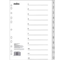 Разделитель пластик А4 1-12 серый