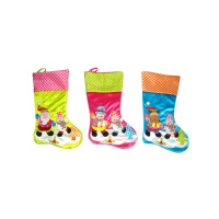 Носок новогодний для подарков со Снеговичком 53см 3 вида полиэстер