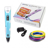 Ручка 3D Myriwell RP100B пластик ABS/PLA 3 цвета голубая