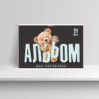 Альбом для рисования 24 л А4 скоба Медвежонок 100 гр/м2 15354