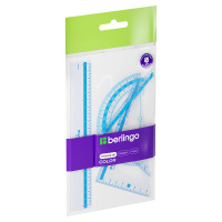 Набор чертежный 4 предмета треуг 2шт линейка 20см транпортир 