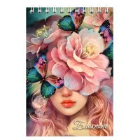 Блокнот А6 80 л Розовый цветок гребень 65951