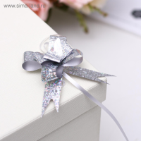 Бант упаковочный бабочка 1,8 см голография серебро 817898