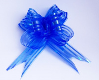 БАНТ упаковочный бабочка 3 см органза синий 