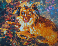 Алмазная мозаика+раскраска 40*50 Породистый пёс (холст на подрамнике, краски акрил, набор кистей, кр
