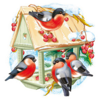 Плакат вырубка Кормушка со снегирями двусторонний А3 Ф-15271
