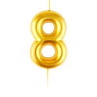 Свеча цифра 8 золотая 6см