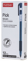 Ручка гел Черная 0,5мм Hatber бесстержневая Pick с резиновым грипом 080025