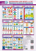 Плакат Сфера математики. Математика для детей 3-4 лет комплект из 8 шт А3  