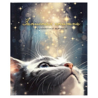 Записная книжка А6 80 л Кот со звездами алфавитная вырубка тв 68296