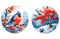 Картина по номерам 9*9 см ФРЕЯ Снежные ягоды на магните 2 шт PNBM-020