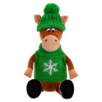 Мягкая игрушка Конь Филипп в шапочке и свитере 25см