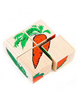 Кубики деревянные 4шт Овощи 