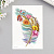 Татуировка на тело цветная Разноцветное перышко с цветами 10,5 см × 15 см