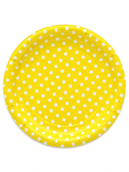 Тарелки бумажные Горошек Yellow Pin Up (23 см 6 шт) ФЛ-6236