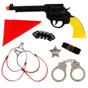 Набор Ковбоя пистолет шпоры эмблема шерифа играем вместе 334543