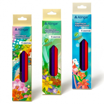 Карандаш 6 цв Alingar 3-хгранные Цветы AL4393-6
