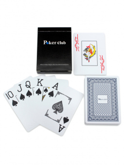 Карты игральные 54 шт Poker Club пластик синяя рубашка 9130