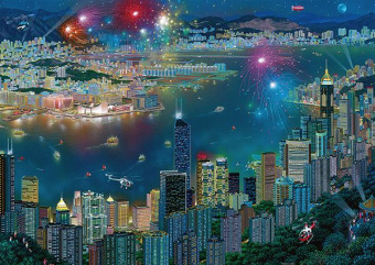 Пазлы 1000 Чен Фейерверк в Гонконге