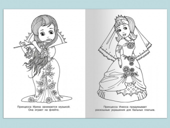 Раскраска для девочек Принцессы и их Увлечения