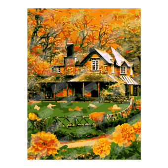 Картина по номерам 30*40 Осенний домик холст на подрамнике Рх-005