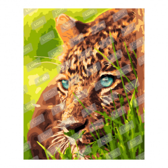Картина по номерам 40*50 Красивый леопард на картоне Кпн-205